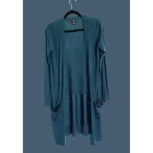 HALOGEN- WOMENS GREEN OPEN FRONT SIDE POCKETS CARDIGAN SIZE SMALL